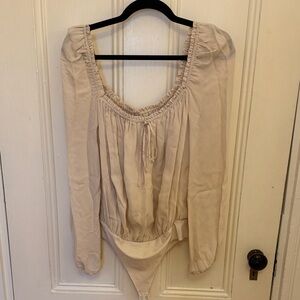 Cami NYC Cream Peasant Bodysuit Women's Top